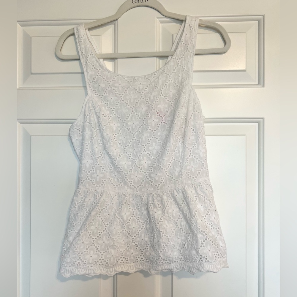 Lilly Pulitzer White Peplum Tank top